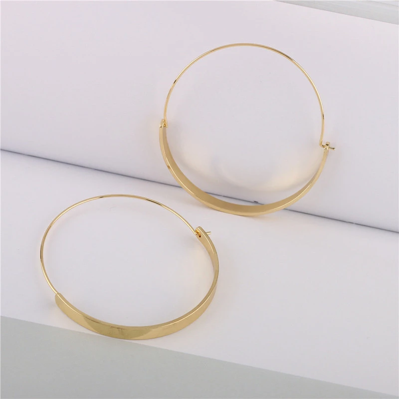 Large Round Circle Ear Earring Metal Copper Earring