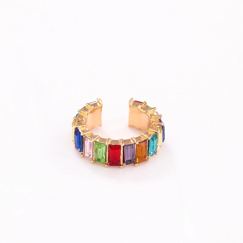 Fashion C-shaped Ear Clip With Colored Diamonds