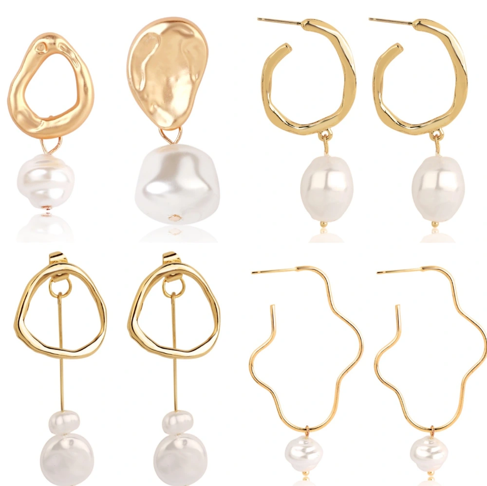 Combination Of 4 Sets Of Pearl Earrings