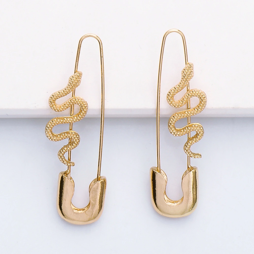 Pin-Style Earrings Golden Animal Female