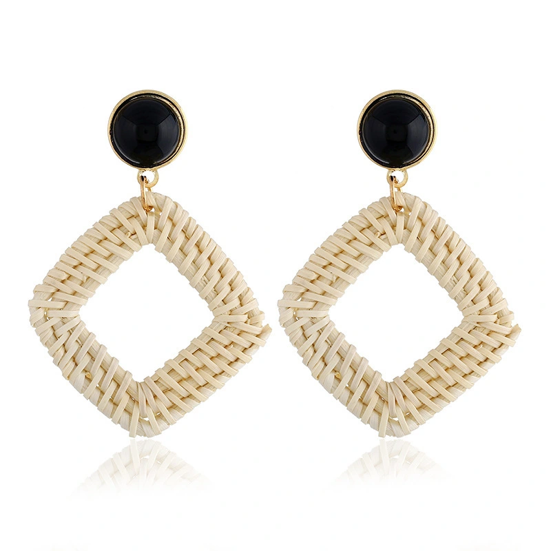 Hand-woven Bamboo And Rattan Earrings, Tribal Wind And Rattan Earrings