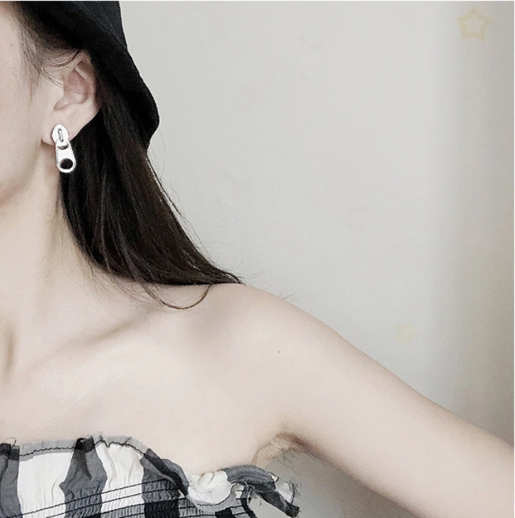 Simple Fashion Earrings Multicolor Zipper Puller