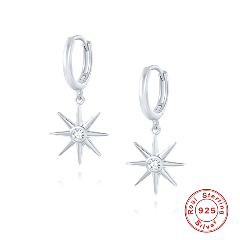 Fashion Simple Octagonal Star Sterling Silver Ear Buckle