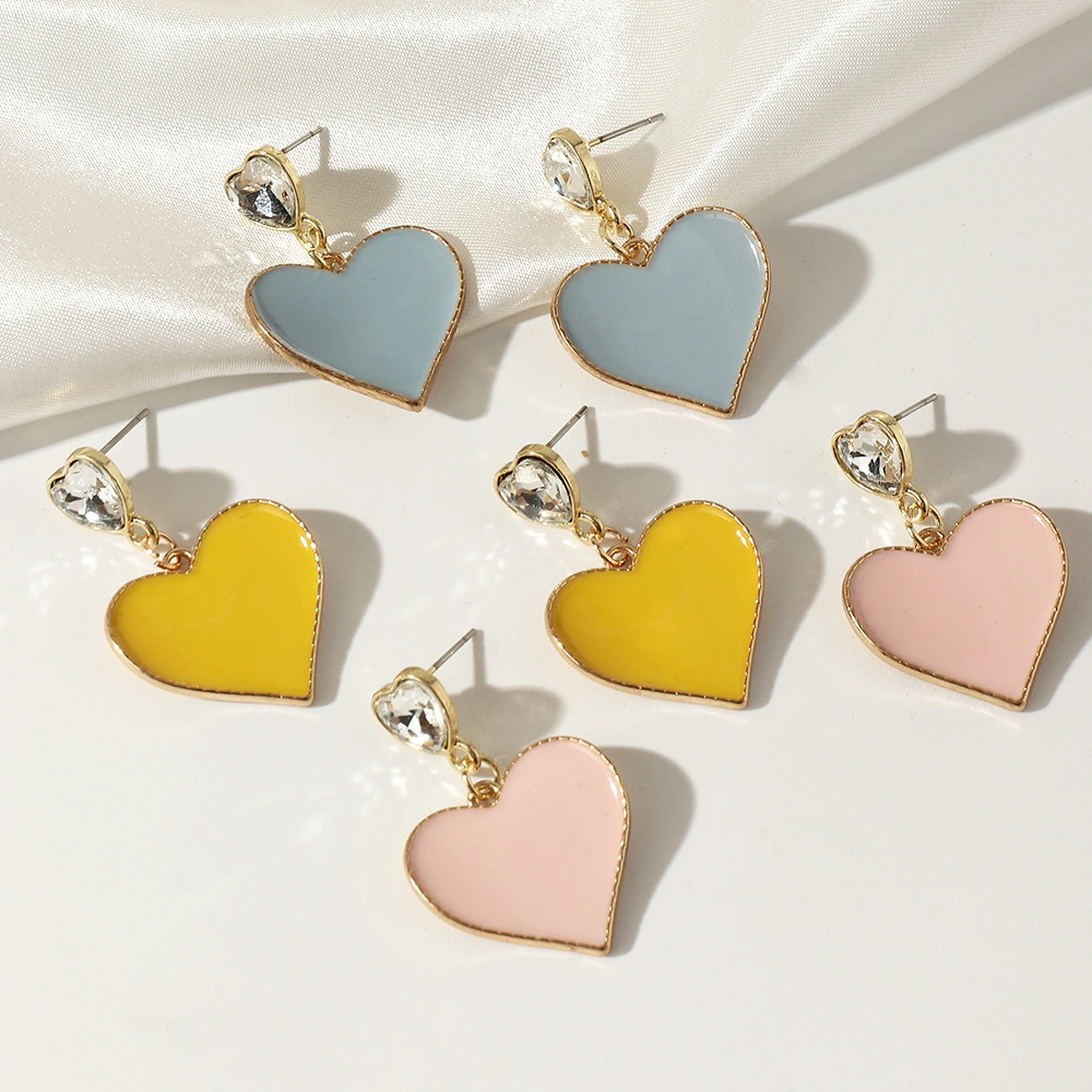 Sweet And Cute Girl Double Peach Heart Earrings