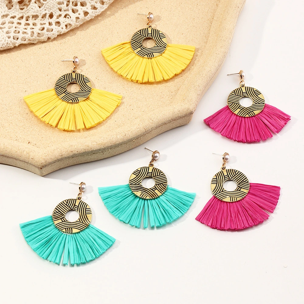 Retro Ethnic Bronze Fan-shaped Earrings