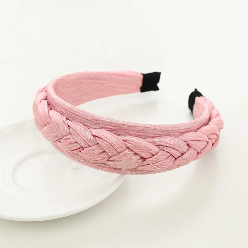 Twist Braided Hair Ornament Headband Korean Version Of Solid Color Cloth Wide Braid