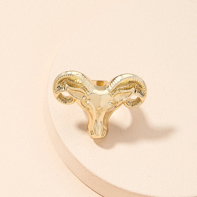 Exaggerated Retro Zodiac Bull Head Ring Female Personality Design Ring Male