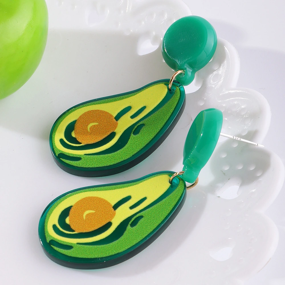 Colorful Acrylic Sheet Avocado Earrings