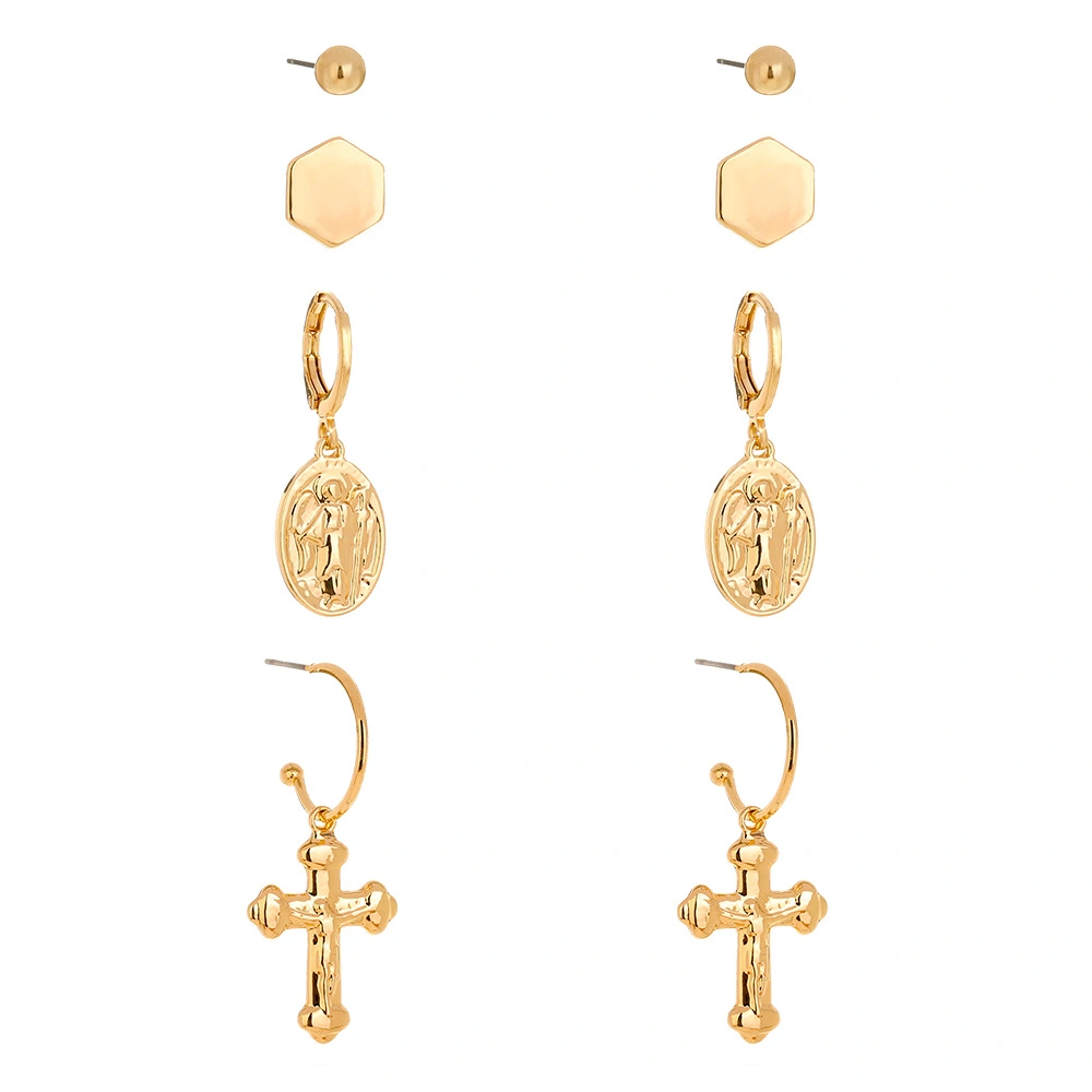 C-shaped Cross Metal Texture All-match Simple Earrings