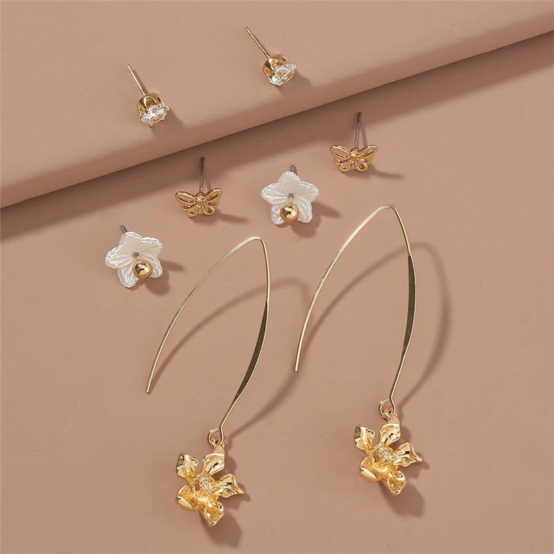 Set Combination Earrings Simple Temperament All-match Pearl Earrings