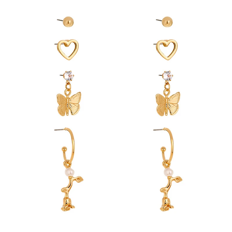 Simple Retro Trend Cold Wind Butterfly Flower Earrings