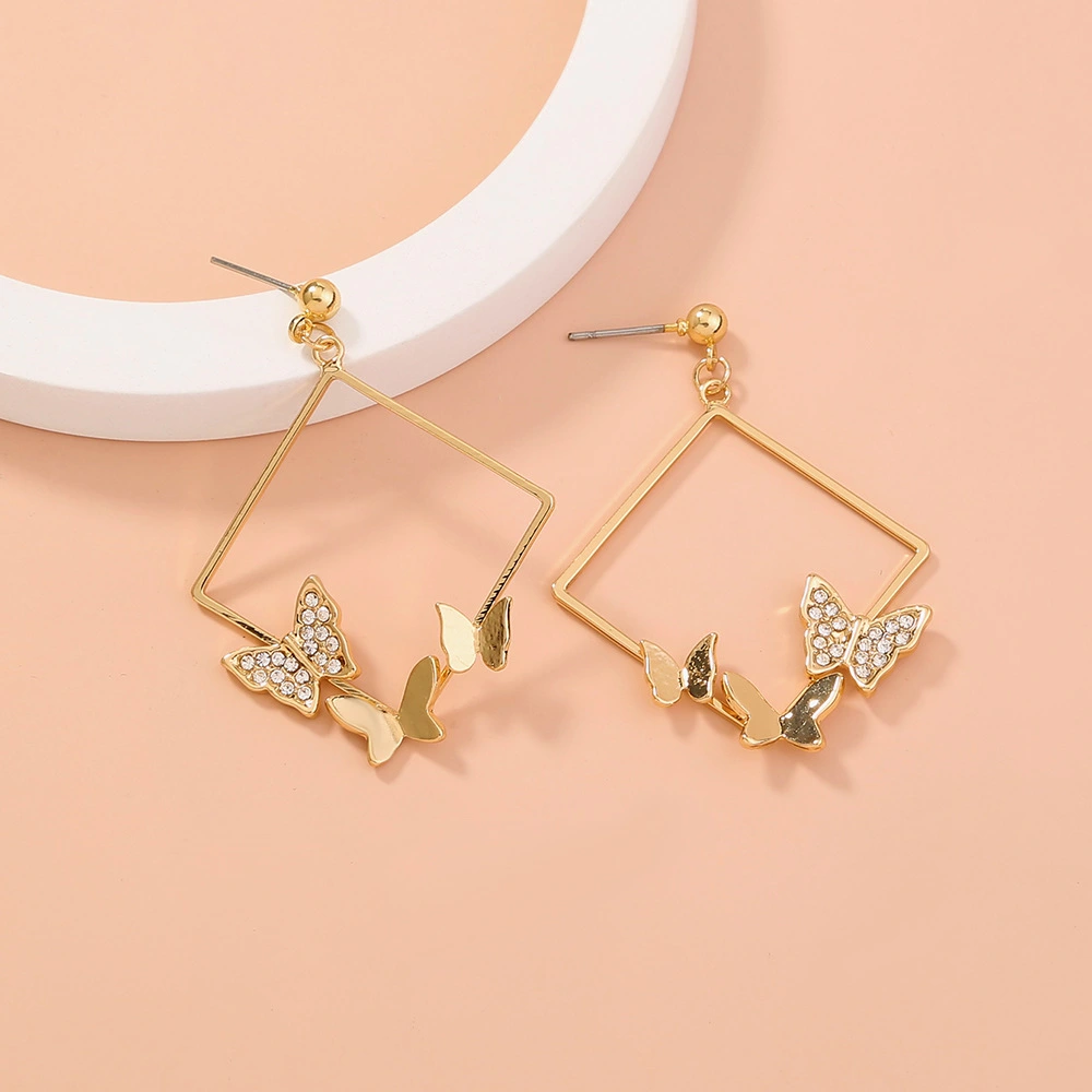 Fashion Diamond Three-dimensional Butterfly Temperament All-match Earrings