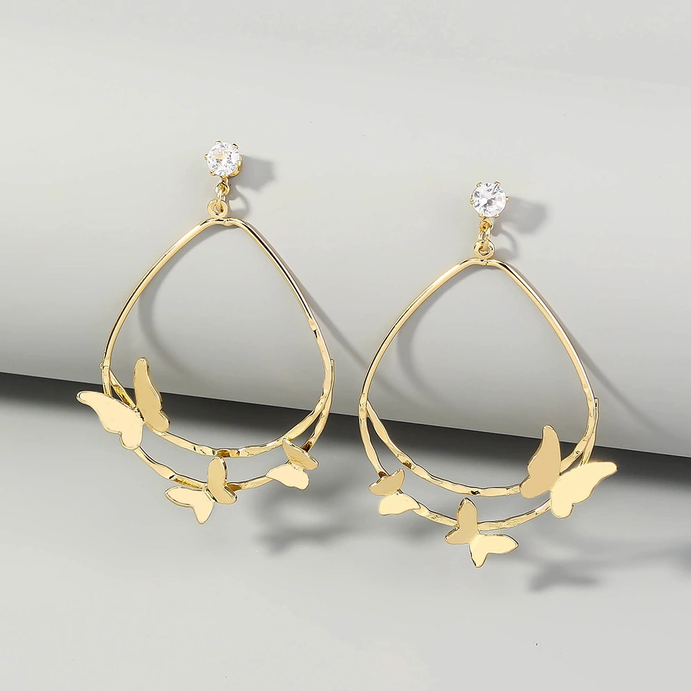 Double Drop-shaped Multiple Butterfly Earrings