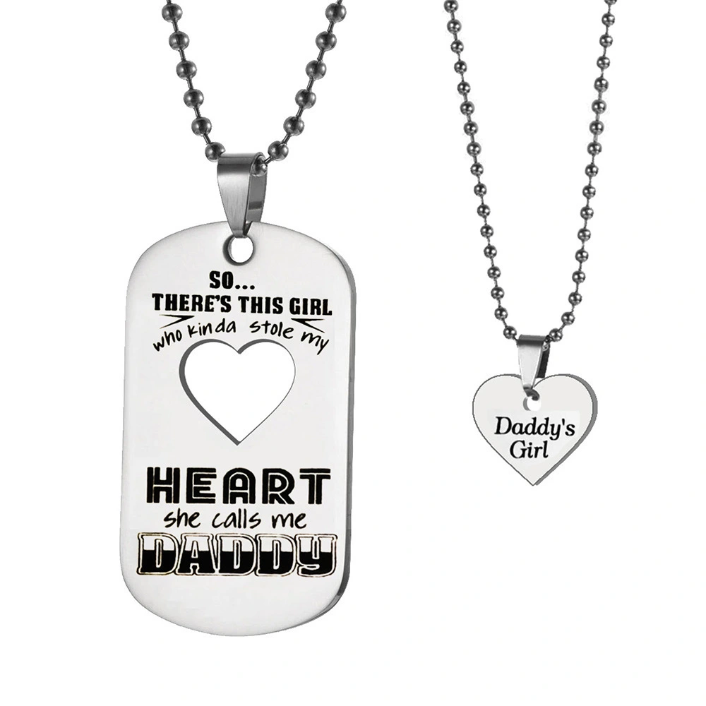 Stainless Steel Army Necklace Heart Shape Hollow Set Necklace