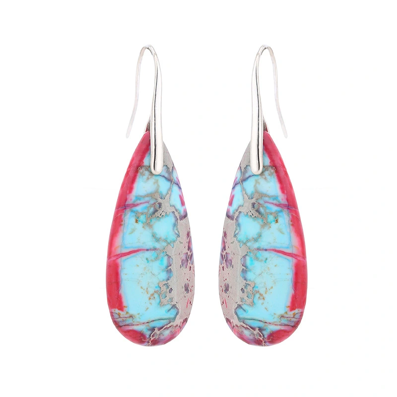 Emperor Stone Earrings Colored Natural Stone Drop Shaped Earrings