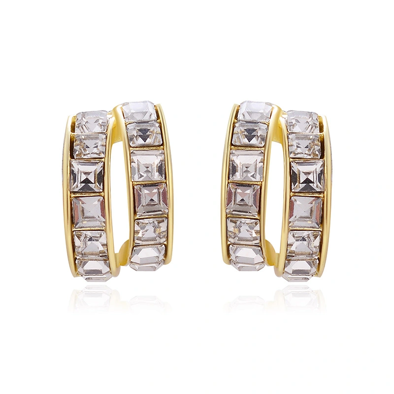 European And American Design Fashion Diamond Earrings Simple