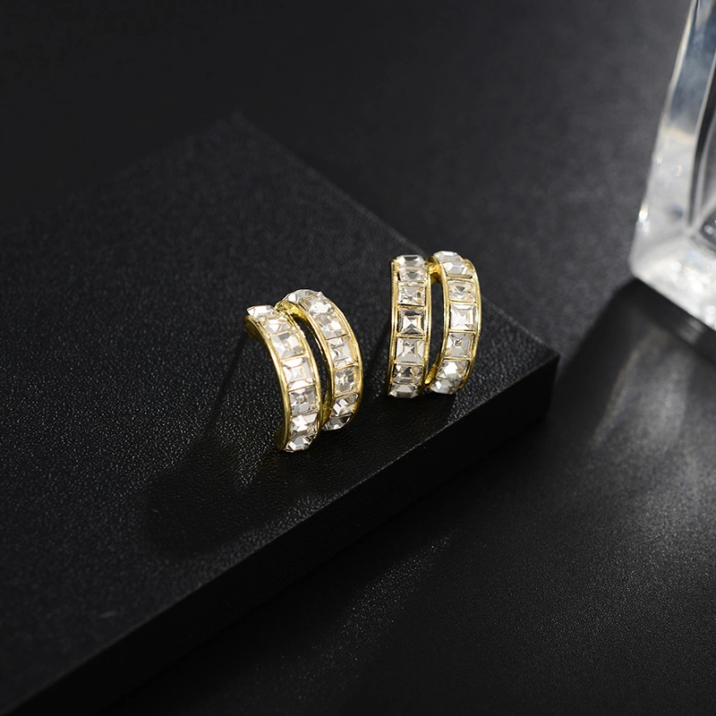 European And American Design Fashion Diamond Earrings Simple