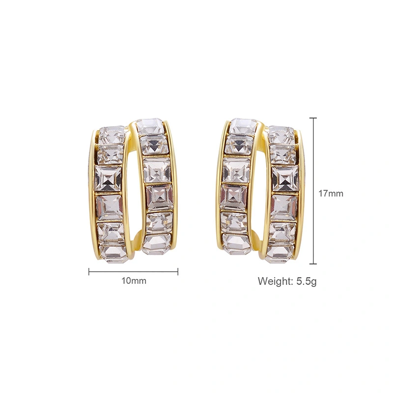 European And American Design Fashion Diamond Earrings Simple