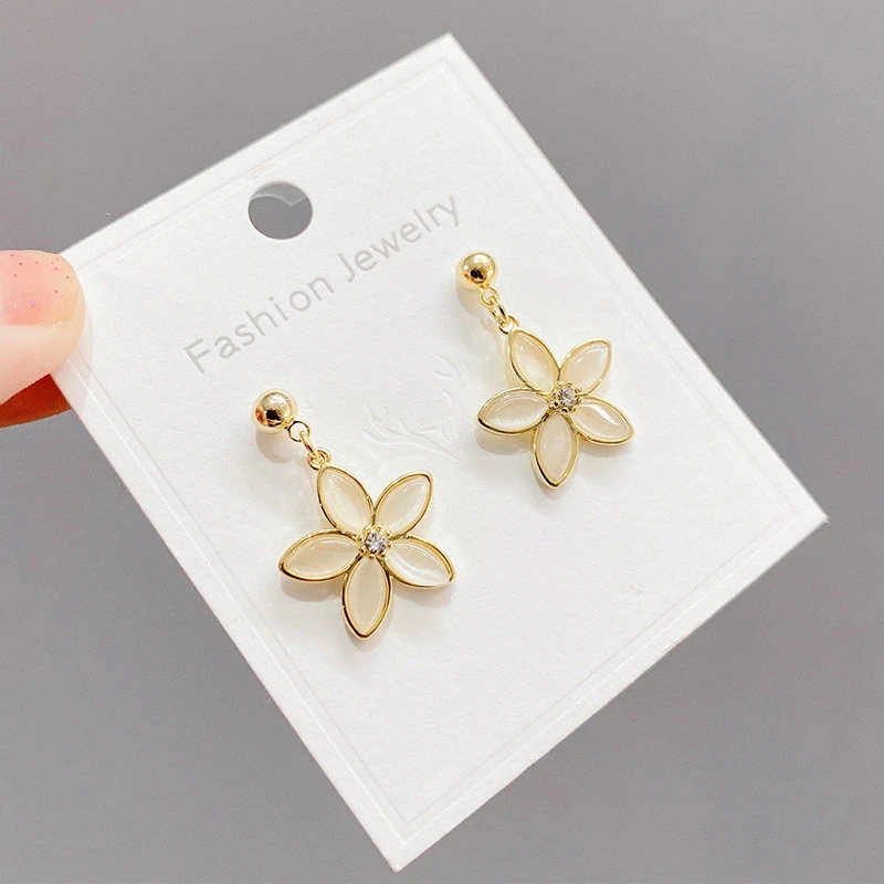 S925 Silver Needle Flower Earrings