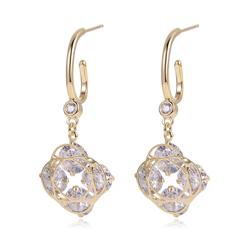 European And American Design Fashion Diamond Earrings Simple