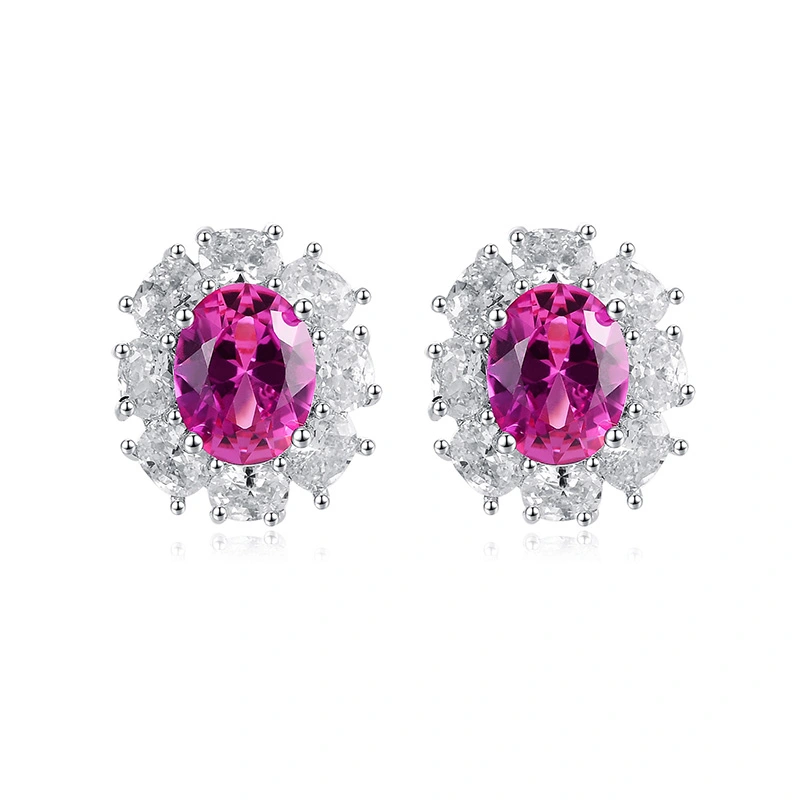 Rose Ruby Design Simple Diamond Fashion Pendant Earrings