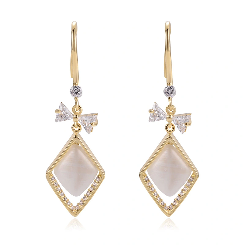 European And American Simple Diamond Design Pendant Earrings