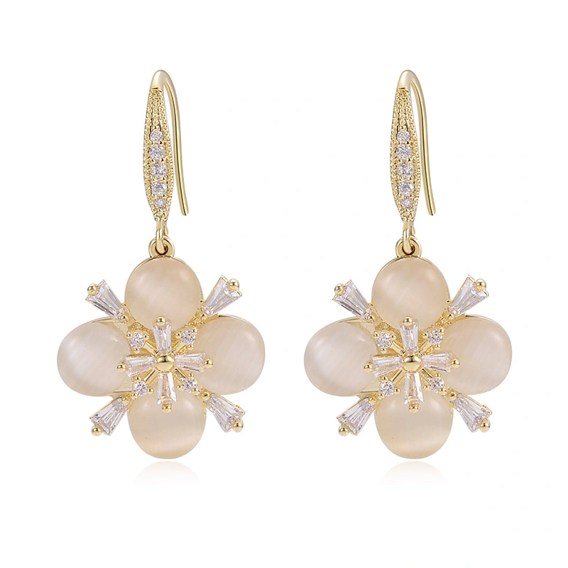 European And American Design Flowers And Diamonds All-match Earrings