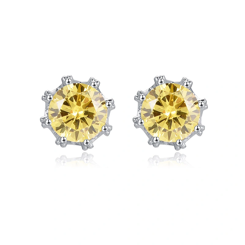 European And American Temperament Inlaid Yellow Diamond Earrings Fashion