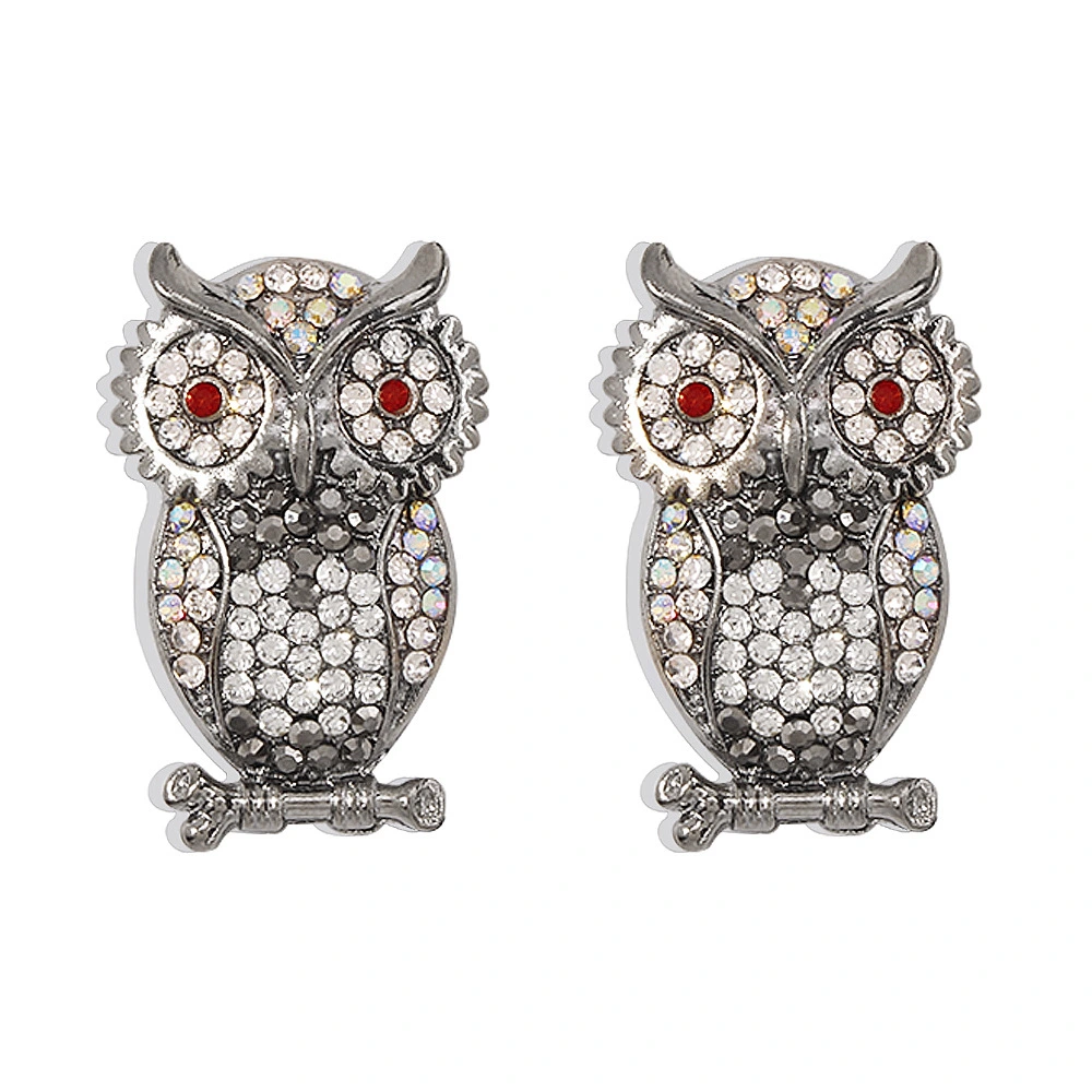 Geometric Full Diamond Owl Creative Earrings