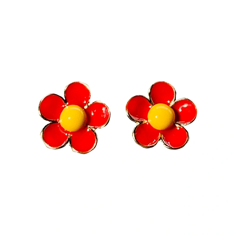 Red Flower Japanese Sweet And Lovely Female Earrings