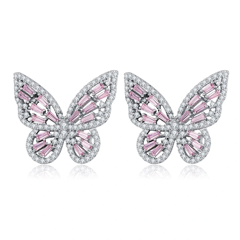 European And American Temperament Diamond Full Diamond Hollow Butterfly Earrings Earrings