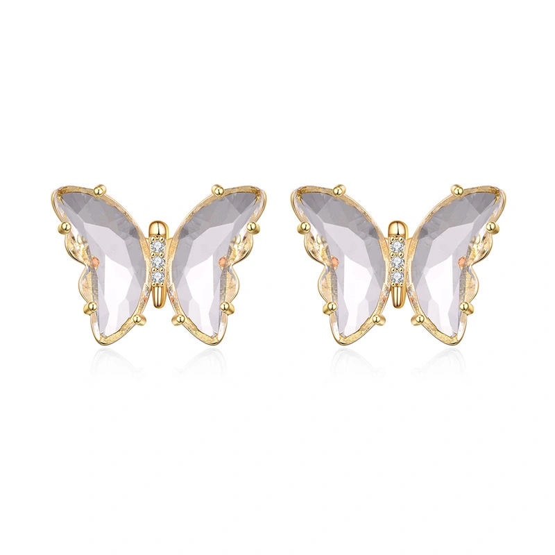 European And American Temperament Purple Gold Rim Butterfly Earrings