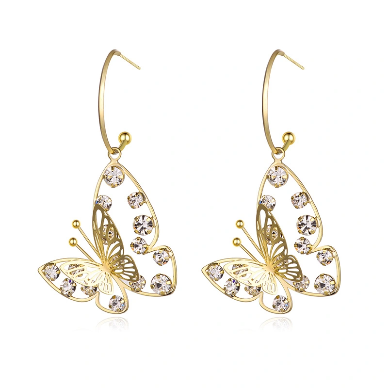 European And American Fashion Temperament Hollow Butterfly Earrings Women