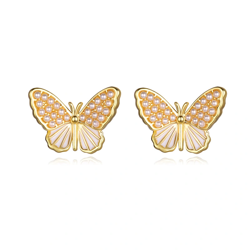 European And American Fashion Earrings Popular Butterfly Pearl Earrings Women