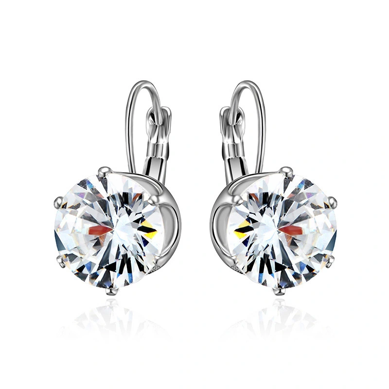 European And American Simple Crystal Zircon Earrings