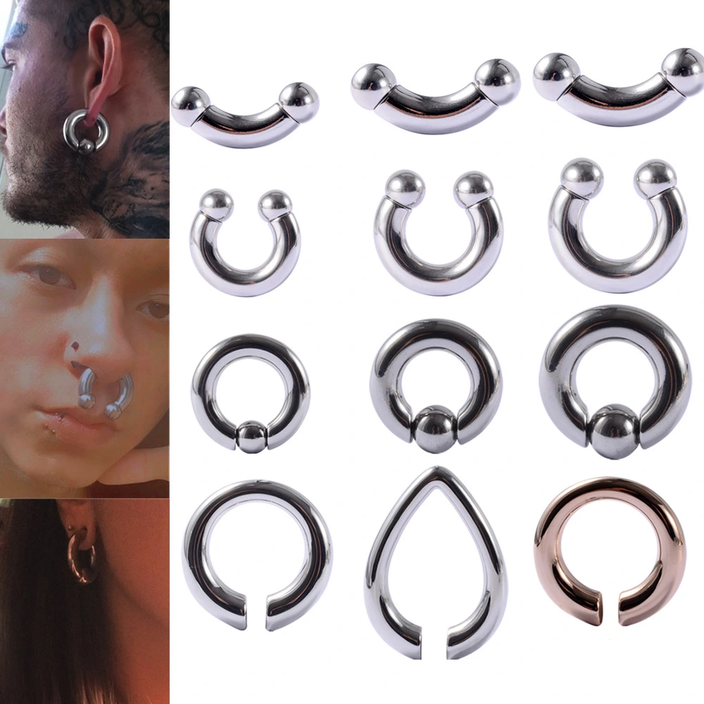 Stainless Steel Spring Snap Ball Ring Drop Earrings