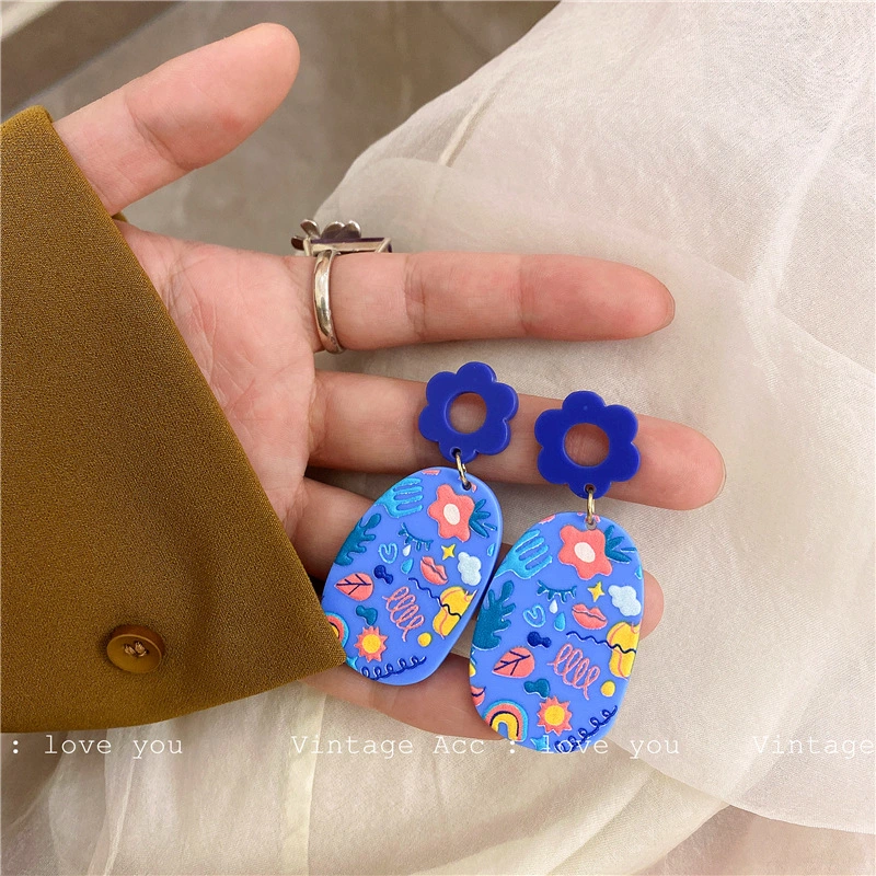 Korean Retro Geometric Color Earrings