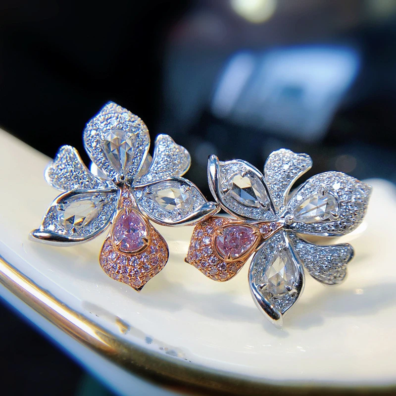 Imitated Natural Argyle  Diamond Luxury Dinner Earrings Women