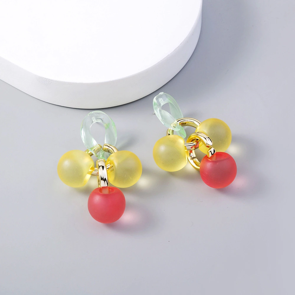 Colorful Cute Round Ball Candy Acrylic Spherical Earrings