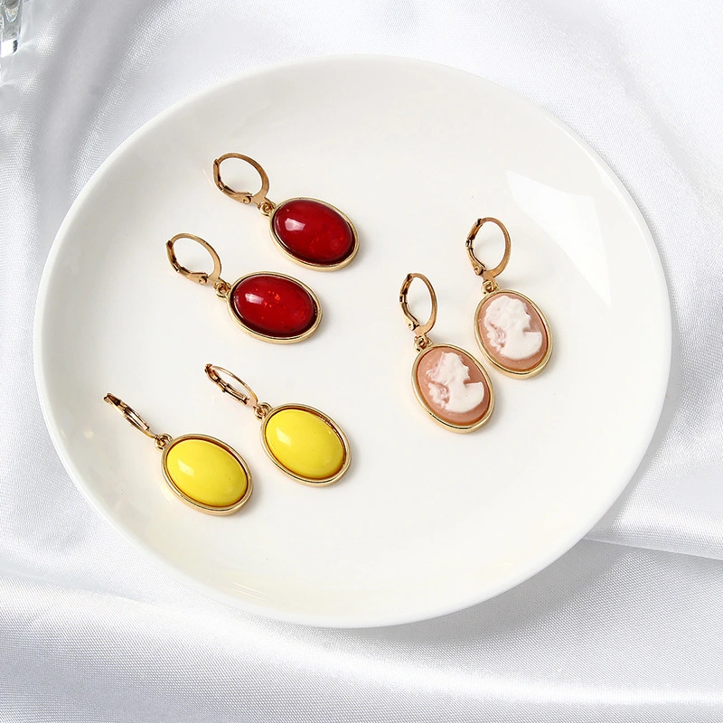 New European And American Solid Color Round Earrings