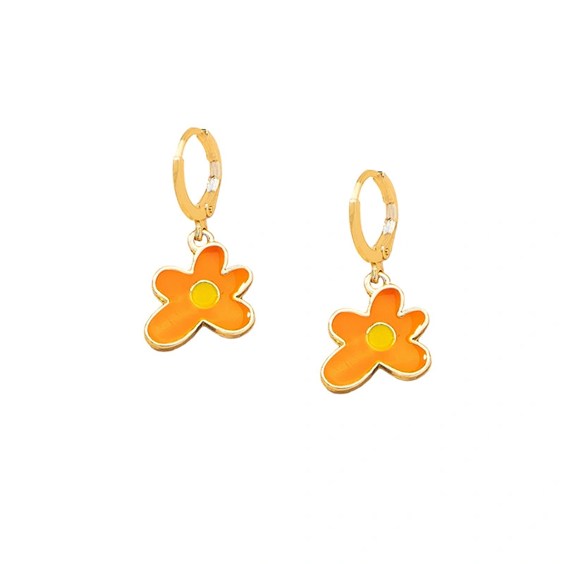 Retro Fashion Flower Earrings Female Korean Ins Style