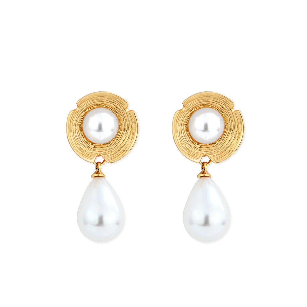 Water Drop Pearl Earrings S925 Silver Needle Flower Earrings