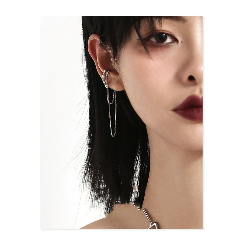 Long Irregular Ear Clip Female Tassel Chain Design Ear Bone Clip