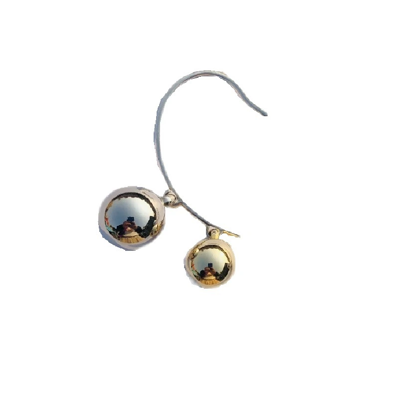 Niche Design Two Metal Copper Balls Simple Ear Bone Clip