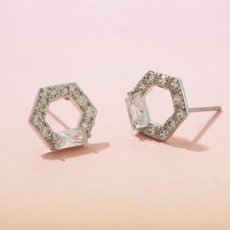 Prismatic Single Row Diamond Short Line Earrings