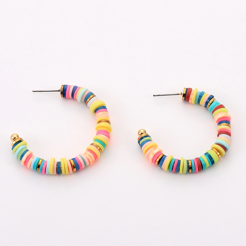 Colored Clay Hoop Earrings European And American Ins Style Hip Hop Exaggerated Earrings