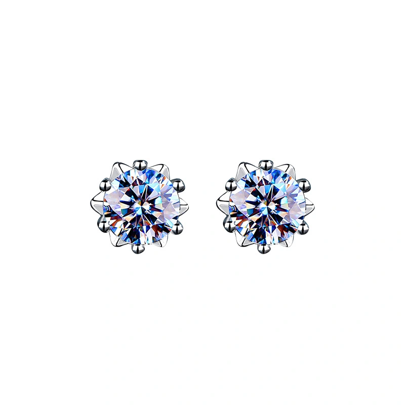 Fashion Snowflake Moissan Diamond Stud Earrings