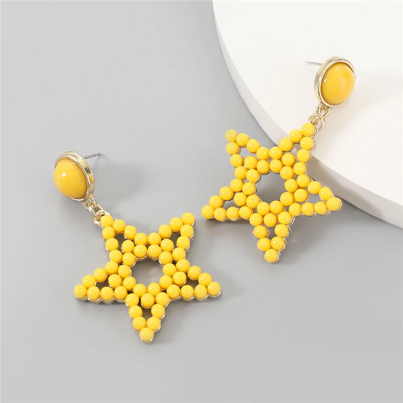 European And American Fashion Alloy Resin Star Earrings