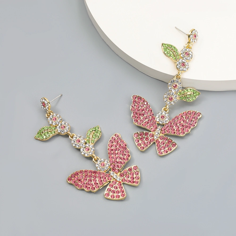 Alloy Diamond Acrylic Butterfly Earrings