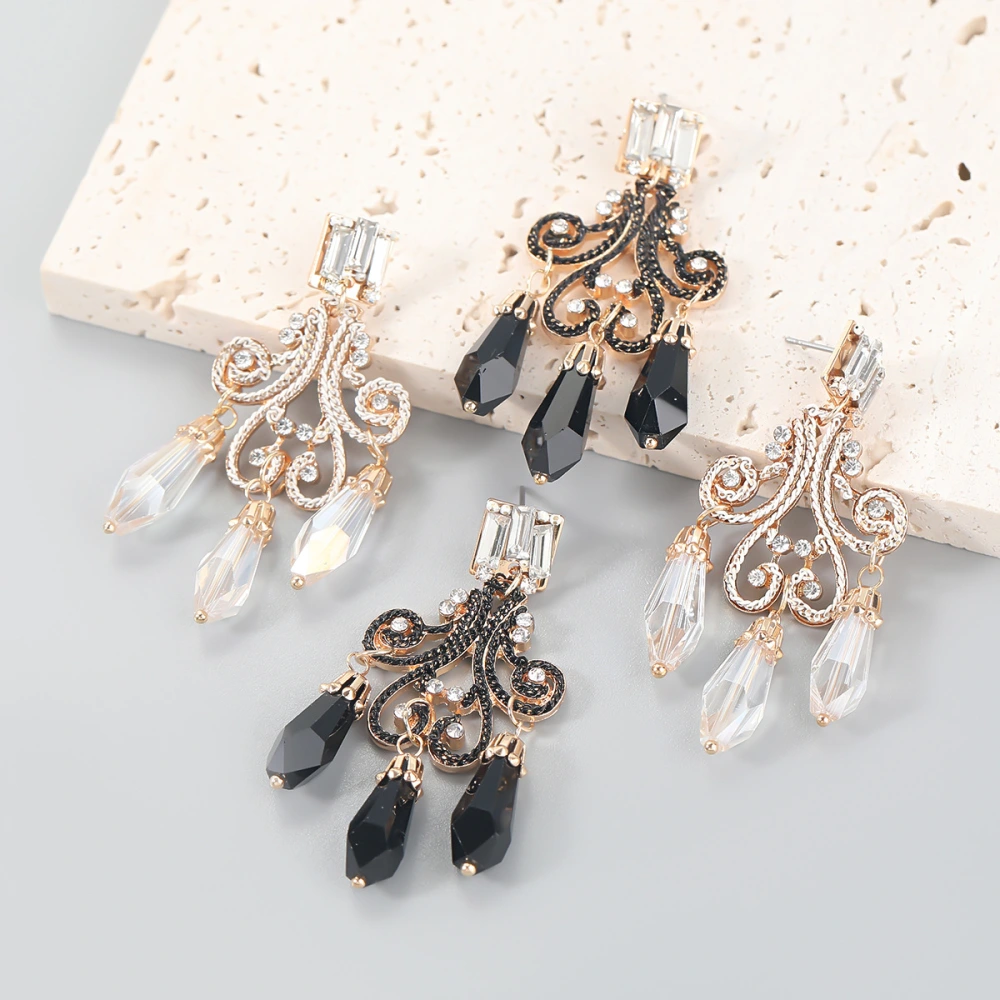 European And American Creative Retro Alloy Diamond And Acrylic Resin Earrings